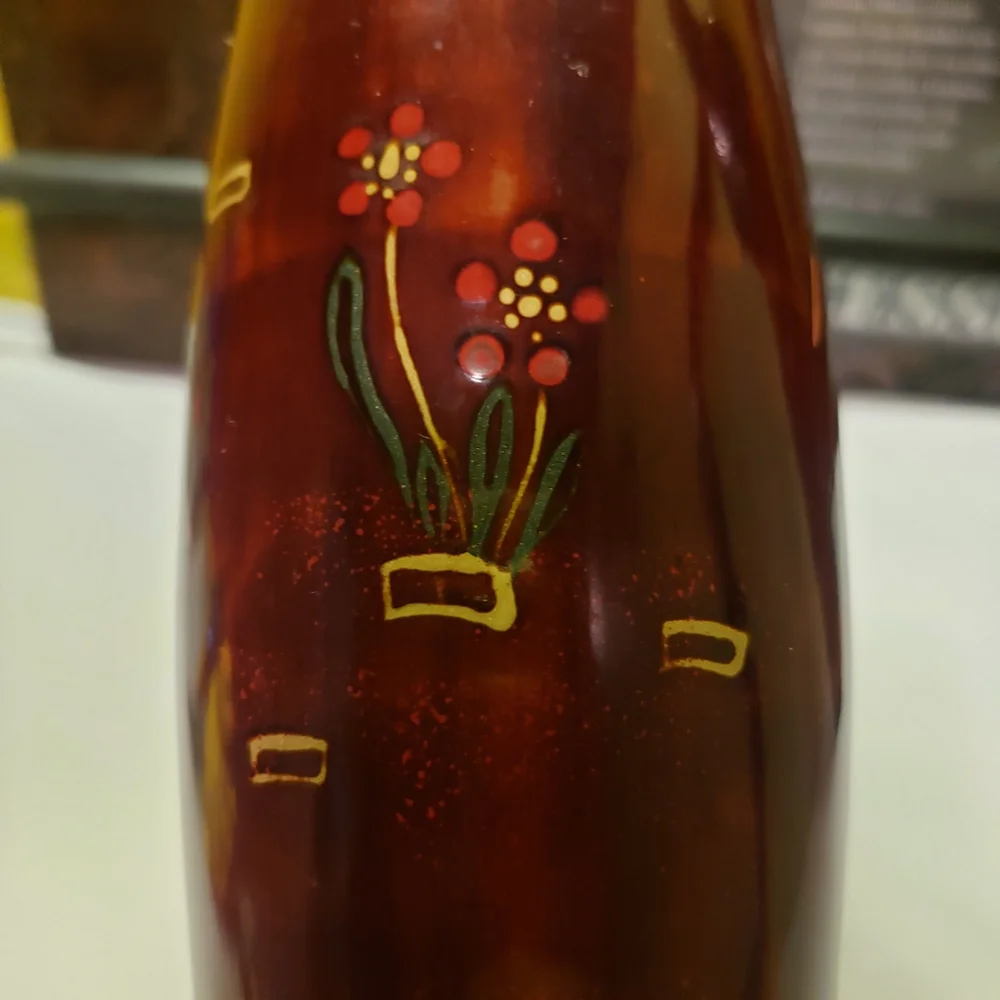 HOST PICK 😊 2 Vtg Oriental Asian Handpainted Bamboo Vases